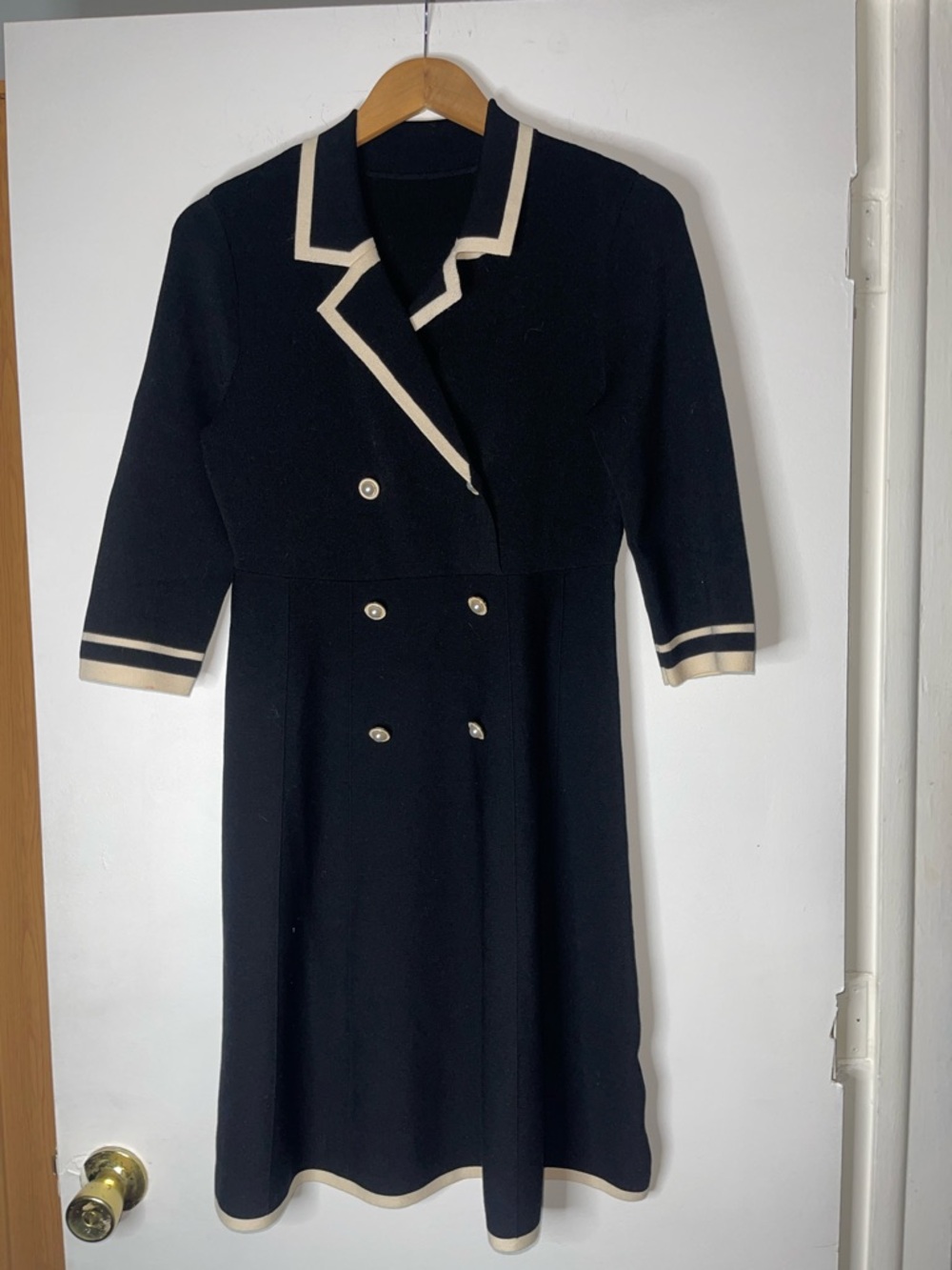 Goelia Fitted Double-Breasted V-Neck Knit Mini Dress.  6